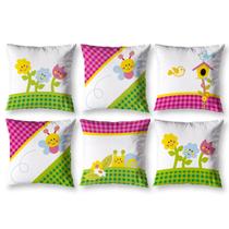 Kit 6 Almofadas Infantil Menina Estampadas 40cm x 40cm Digital Decorativa