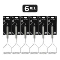 Kit 6 amassador de inox p batata manual multiuso 26 cm Kit 6 amassador de inox p batata manual multiuso 26 cm