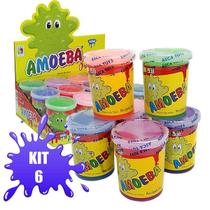 Kit 6 Amoebas Massinha Colorida Geleca de Brincar 110g