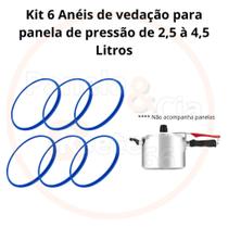 Kit 6 Anéis de vedação para panela de pressão Multiuso 2,5 - 4,5 Litros