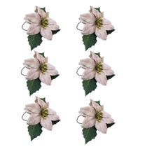 Kit 6 Anéis Porta Guardanapo de Natal Anel Flor Natalina Cor:Prata Kit 6 Anéis Porta Guardanapo de Natal Anel Flor Natalina Cor:Prata