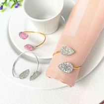 Kit 6 Anel Porta Guardanapo Jantar Mesa Posta Gota Cristal