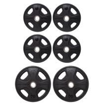 Kit 6 Anilhas Elite Emborrachada 4 Grips 80kg Kit 6 Anilhas Elite Emborrachada 4 Grips 80kg