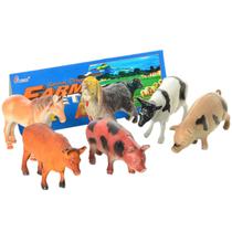 Kit 6 Animais Da Fazenda De Borracha Miniatura De Bichos - M&J VARIEDADES