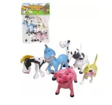 Kit 6 Animais Da Fazenda De Plástico Cão Porco Ovelha Cavalo