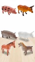 Kit 6 Animais Fazenda Borracha Colorido 12x13cm Kit 6 Animais Fazenda Borracha Colorido 12x13cm