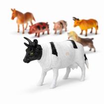 Kit 6 Animais Fazendinha Borracha Grande Infantil Educativo Presente
