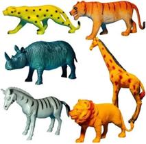 Kit 6 Animais Grande Brinquedo Selva Safari Alta Qualidade