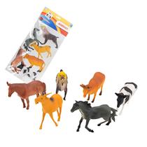Kit 6 Animais Grande Fazenda Fazendinha Brinquedo Borracha Cavalo Vaca Boi Cachorro Bode
