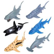Kit 6 Animais Marinhos Baleia E Tubarão 0889 - Shiny Toys