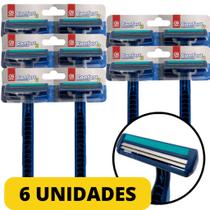 Kit 6 Aparelho De Barbear Cabo Emborrachado E Lâminas Dupla Conforto Para Rosto E Corpo Kit 6 Aparelho De Barbear Cabo Emborrachado E Lâminas Dupla Conforto Para Rosto E Corpo