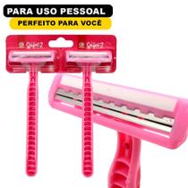 Kit 6 Aparelho De Barbear Cabo Emborrachado E Lâminas Dupla Rosa Conforto Para Rosto E Corpo