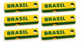 Kit 6 Apitos Brasil 2026 Torcida Som Alto Leve 6,4cm Amarelo Verde Festa