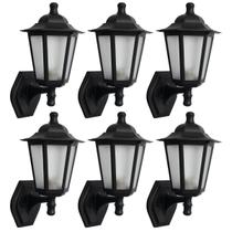 Kit 6 Arandelas Coloniais de Parede Luminária Externa Grega Preta Jardim Fachada