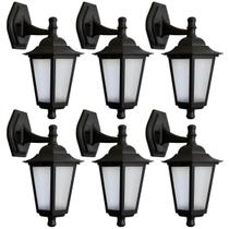 Kit 6 Arandelas Coloniais Externas Luminária de Parede Preta Bivolt 20W Retrô Jardim Dital