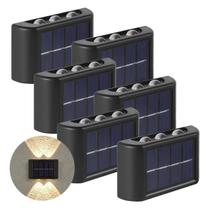 Kit 6 arandelas meia lua iluminação solar luminarias led