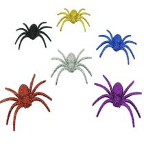 Kit 6 Aranhas De Halloween Decorativas Glitter