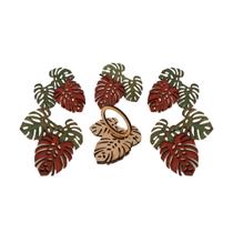 Kit 6 Argolas Aneis Mesa Posta Fecho de Guardanapo Costela de Adao Madeira