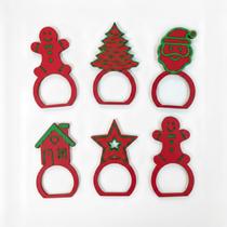 Kit 6 Argolas Guardanapo Vermelho Natal Luxo Decoração Kit 6 Argolas Guardanapo Vermelho Natal Luxo Decoração