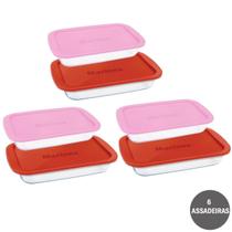 Kit 6 Assadeira Vidro Retangular 1,6L + 2,9L Nadir Vidro