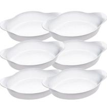 Kit 6 Assadeiras Marinex Opaline Vidro Branco 600 1L e 1,4L