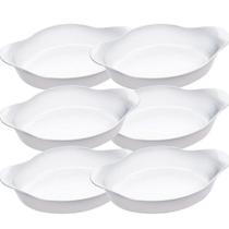 Kit 6 Assadeiras Marinex Vidro Opaline Branco 600 1L e 1,4L
