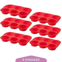 Kit 6 Assadeiras Silicone Cupcake Retangular Sortida Bolinho Kit 6 Assadeiras Silicone Cupcake Retangular Sortida Bolinho