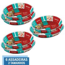 Kit 6 Assadeiras Travessa Oval Vidro 2,4L 3,2L Nadir Marinex