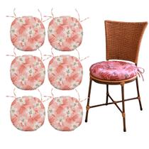 Kit 6 Assento Cadeira Futon 40x40cm Redondo Lavável Na Maquina Decorativo