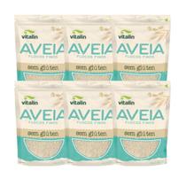 Kit 6 Aveia Flocos Finos sem Glúten Integral 200g Vitalin Kit 6 Aveia Flocos Finos sem Glúten Integral 200g Vitalin