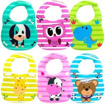 Kit 6 Babador Bebês Impermeável Turminha Animal Unik Baby Kit 6 Babador Bebês Impermeável Turminha Animal Unik Baby