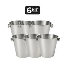 Kit 6 balde de gelo em inox com alcas - 2l Kit 6 balde de gelo em inox com alcas - 2l