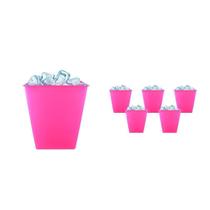 Kit 6 Balde Gelo Rosa Neon 2,6L Plástico Premium