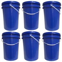 Kit 6 Baldes 22 Litros Azul Atóxico Alimentício c/ Tampa Lacre Hermética e Alça Plástica Kit 6 Baldes 22 Litros Azul Atóxico Alimentício c/ Tampa Lacre Hermética e Alça Plástica