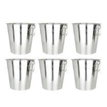 Kit 6 Baldes de Gelo 4L em Aço Inox para Servir e Manter Geladas Bebidas Vinho Champagne Long Necks Ideal para Festas Bares e Restaurantes