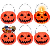 Kit 6 Baldes Dia das Bruxas Abóbora 17cm Diâmetro Halloween