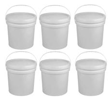 Kit 6 Baldes Plástico Alimentício 20 Litros Multiuso C/tampa