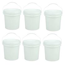 Kit 6 Baldes Plástico Alimentício Com Tampa e Alça 3,2 Lts