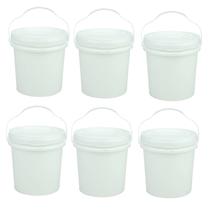 Kit 6 Baldes Plástico Alimentício Com Tampa e Alça 3,2 Lts