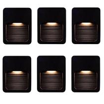 Kit 6 Balizadores Led Sobrepor Preto 2W 3000K Luz Amarela
