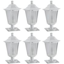 Kit 6 Balizadores Luminárias de Jardim Branco 31cm Clássico Alumínio Lente Fosca Grega Dital Kit 6 Balizadores Luminárias de Jardim Branco 31cm Clássico Alumínio Lente Fosca Grega Dital