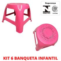 Kit 6 Banco Banqueta Infantil Plástico Empilhavel Atacado