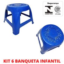Kit 6 Banco Banqueta Infantil Plástico Empilhavel Atacado