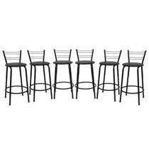 Kit 6 Banco Para Balcão Ilha Bistrô Banqueta Flórida Preta 60cm Bar Cozinha Gourmet Área de Lazer Piscina