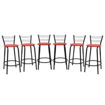 Kit 6 Banco Para Balcão Ilha Bistrô Banqueta Flórida Preta 60cm Bar Cozinha Gourmet Área de Lazer Piscina