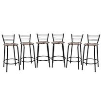 Kit 6 Banco Para Balcão Ilha Bistrô Banqueta Flórida Preta 60cm Bar Cozinha Gourmet Área de Lazer Piscina Kit 6 Banco Para Balcão Ilha Bistrô Banqueta Flórida Preta 60cm Bar Cozinha Gourmet Área de Lazer Piscina