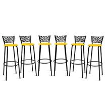 Kit 6 Bancos Altos Banquetas 80cm Eclipse Preta Ideal Cozinha Gourmet Balcão Ilha Área de Lazer Bar Itagold
