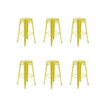 Kit 6 Bancos Altos Iron Amarelo Aço Rivatti Kit 6 Bancos Altos Iron Amarelo Aço Rivatti