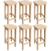 Kit 6 Bancos Banqueta Alta 70cm Madeira Maciça Quadrado