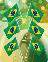 Kit 6 Bandeiras Brasil para Janela de Carro 45x30cm Copa do Mundo Torcida